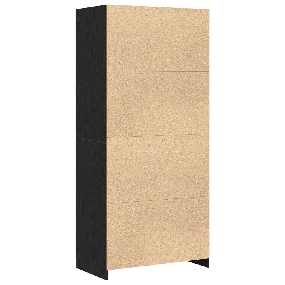 Produktbild för Garderob med lagring Svart Ek 90 x 52 x 200 cm Konstruerat trä