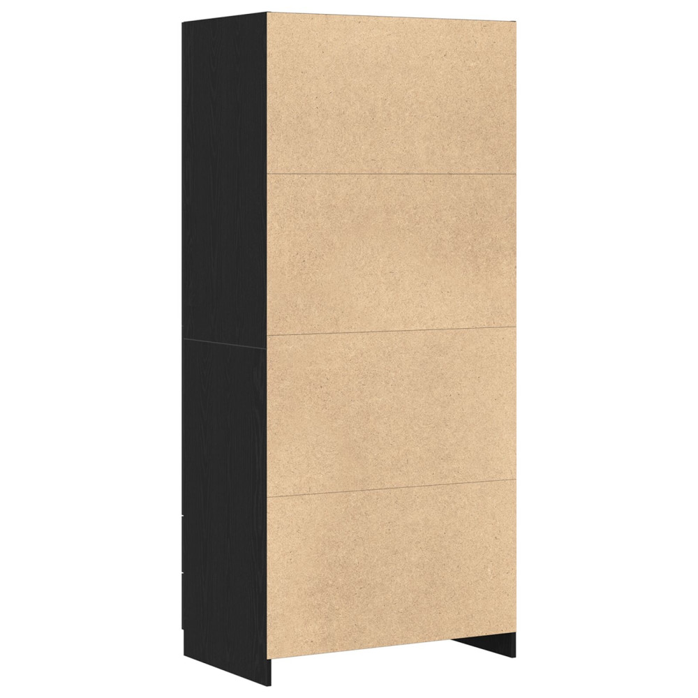 Produktbild för Garderob med låda Svart Ek 80 x 52 x 180 cm Konstruerat trä