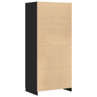 Produktbild för Garderob med låda Svart Ek 80 x 52 x 180 cm Konstruerat trä