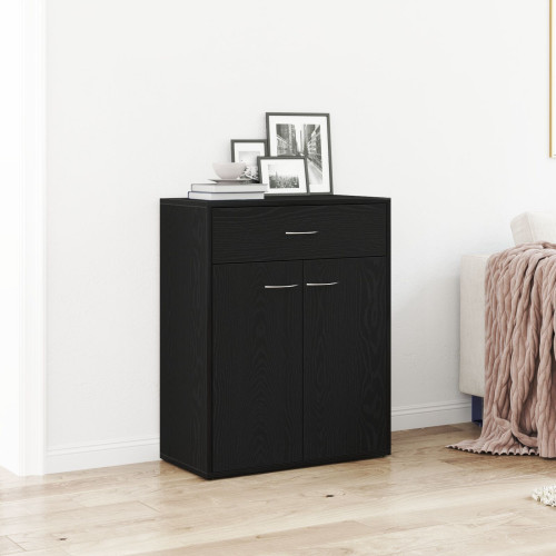 vidaXL Sideboard med låda Svart Ek 60 x 30 x 75 cm Konstruerat trä