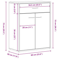 Produktbild för Sideboard med låda Svart Ek 60 x 30 x 75 cm Konstruerat trä
