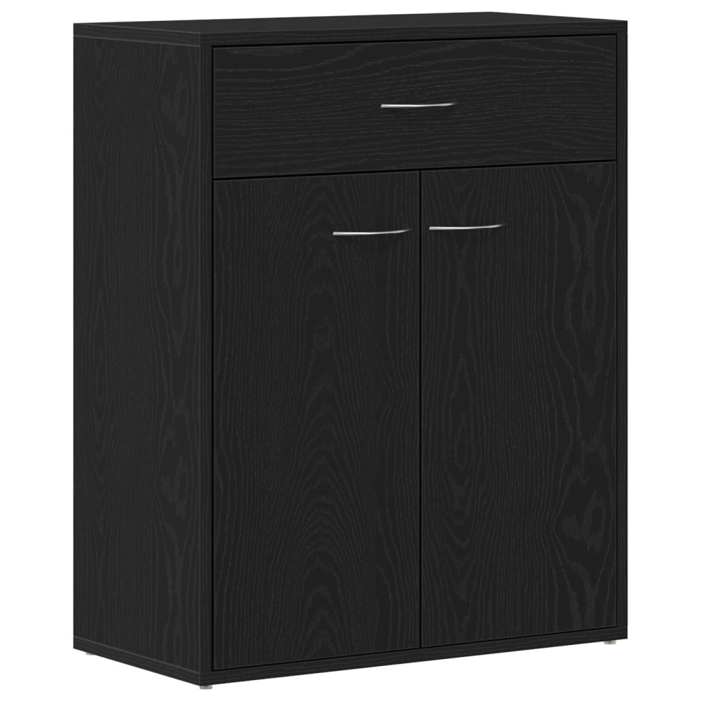 Produktbild för Sideboard med låda Svart Ek 60 x 30 x 75 cm Konstruerat trä