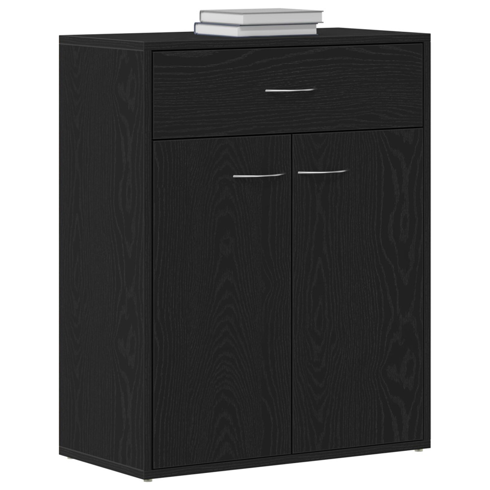 Produktbild för Sideboard med låda Svart Ek 60 x 30 x 75 cm Konstruerat trä