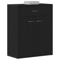 Produktbild för Sideboard med låda Svart Ek 60 x 30 x 75 cm Konstruerat trä