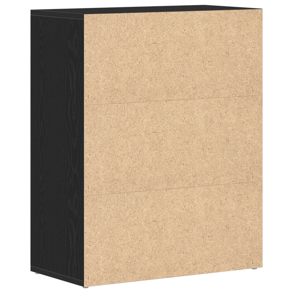 Produktbild för Sideboard med låda Svart Ek 60 x 30 x 75 cm Konstruerat trä