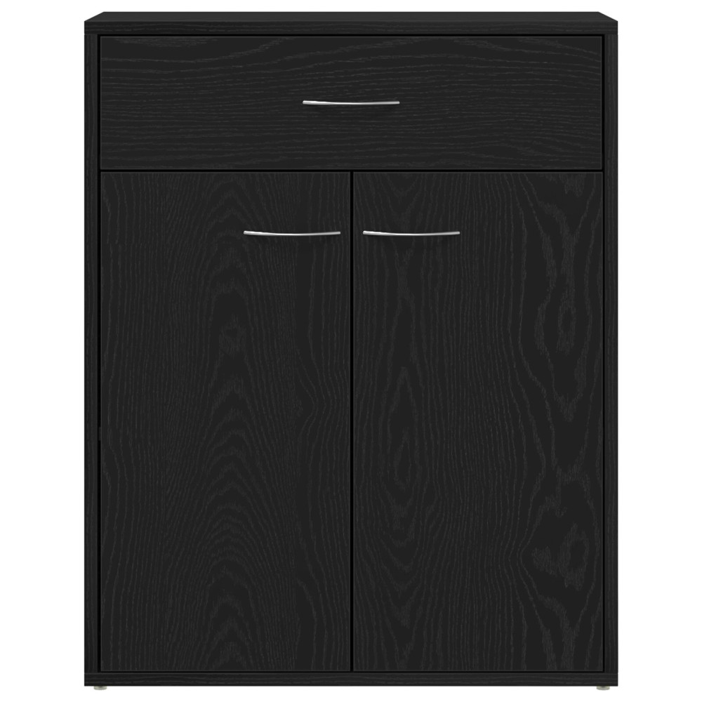 Produktbild för Sideboard med låda Svart Ek 60 x 30 x 75 cm Konstruerat trä