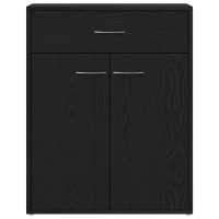 Produktbild för Sideboard med låda Svart Ek 60 x 30 x 75 cm Konstruerat trä