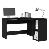 Produktbild för Hörnskrivbord Svart Ek 120 x 140 x 75 cm Konstruerat trä