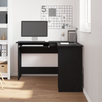 Produktbild för Hörnskrivbord Svart Ek 120 x 140 x 75 cm Konstruerat trä