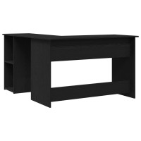 Produktbild för Hörnskrivbord Svart Ek 120 x 140 x 75 cm Konstruerat trä