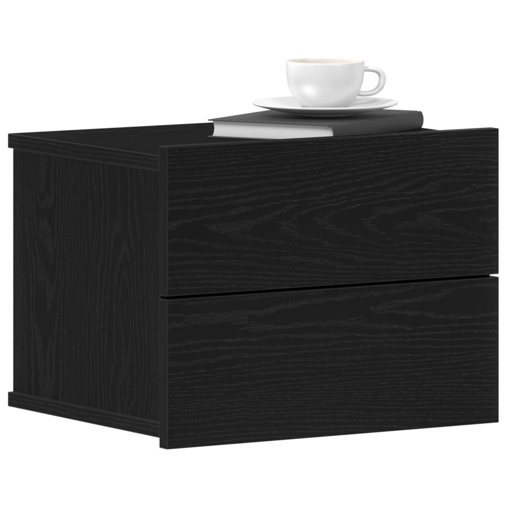 Produktbild för Nattduksbord med låda Svart Ek 40 x 30 x 30 cm Konstruerat trä