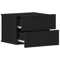Produktbild för Nattduksbord med låda Svart Ek 40 x 30 x 30 cm Konstruerat trä