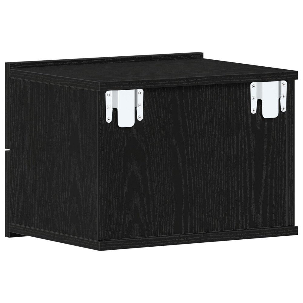 Produktbild för Nattduksbord med låda Svart Ek 40 x 30 x 30 cm Konstruerat trä