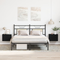 Produktbild för Nattduksbord 2 pcs Svart Ek 40 x 30 x 30 cm Konstruerat trä