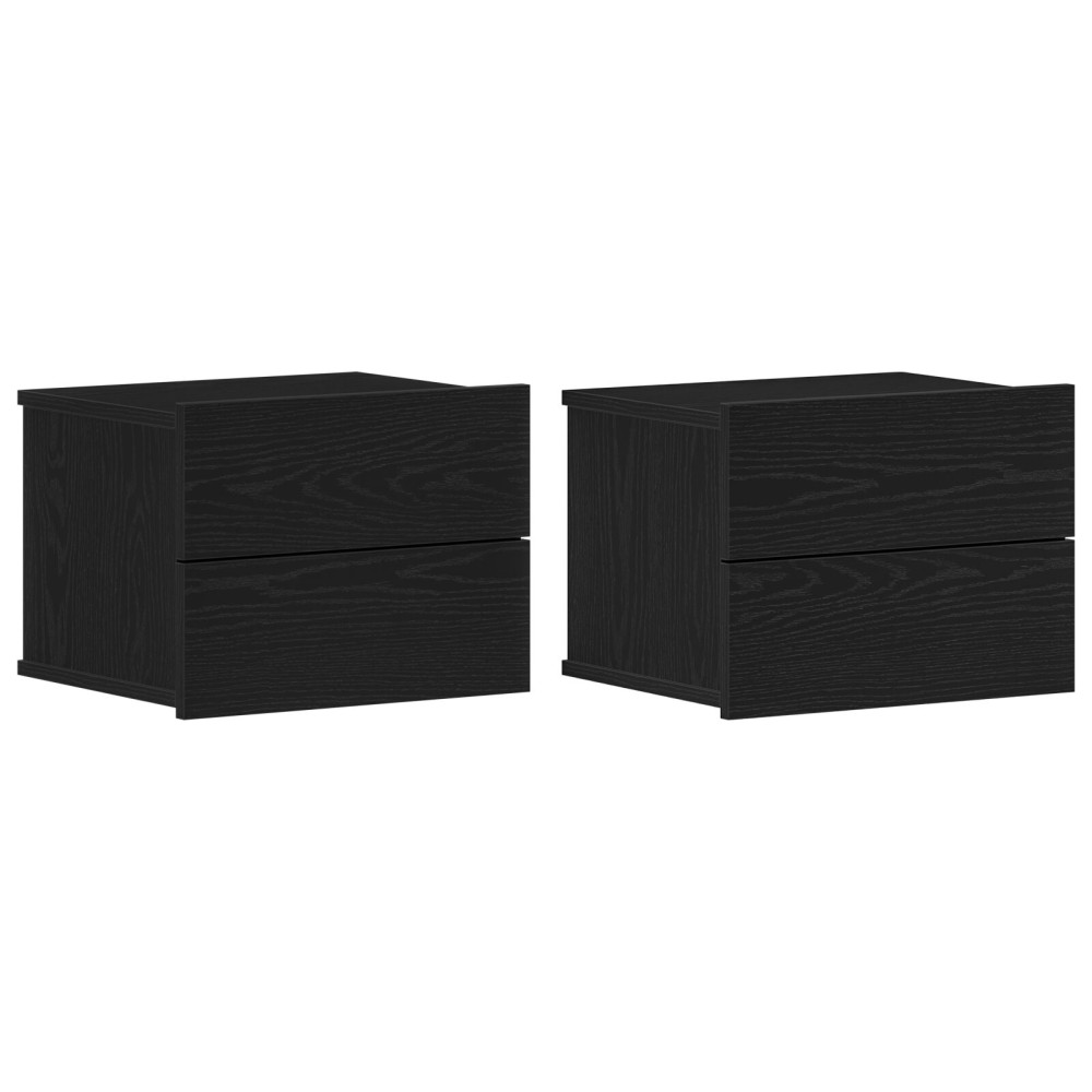 Produktbild för Nattduksbord 2 pcs Svart Ek 40 x 30 x 30 cm Konstruerat trä