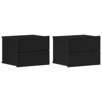 Produktbild för Nattduksbord 2 pcs Svart Ek 40 x 30 x 30 cm Konstruerat trä
