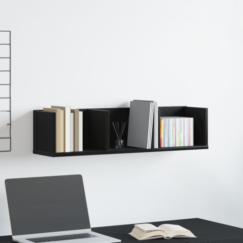 vidaXL Vägg hylla med hylla Svart Ek 75 x 18 x 18 cm Konstruerat trä