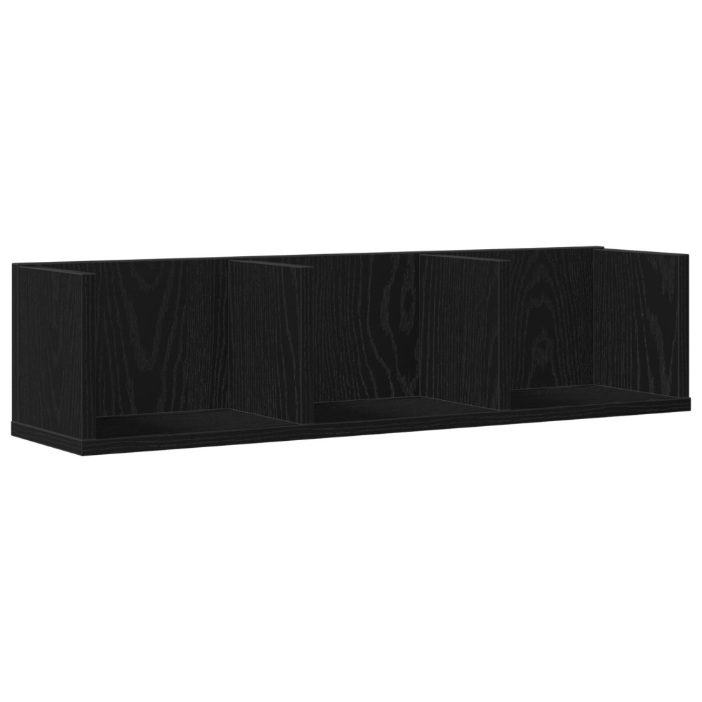 Produktbild för Vägg hylla med hylla Svart Ek 75 x 18 x 18 cm Konstruerat trä