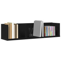 Produktbild för Vägg hylla med hylla Svart Ek 75 x 18 x 18 cm Konstruerat trä
