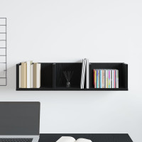 Produktbild för Vägg hylla med hylla Svart Ek 75 x 18 x 18 cm Konstruerat trä