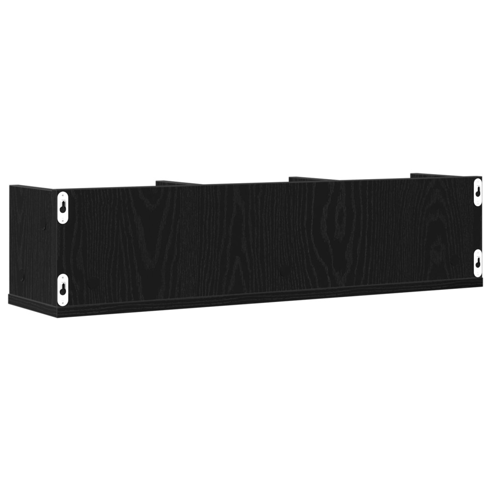Produktbild för Vägg hylla med hylla Svart Ek 75 x 18 x 18 cm Konstruerat trä