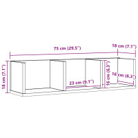 Produktbild för Vägg hylla med hylla Svart Ek 75 x 18 x 18 cm Konstruerat trä