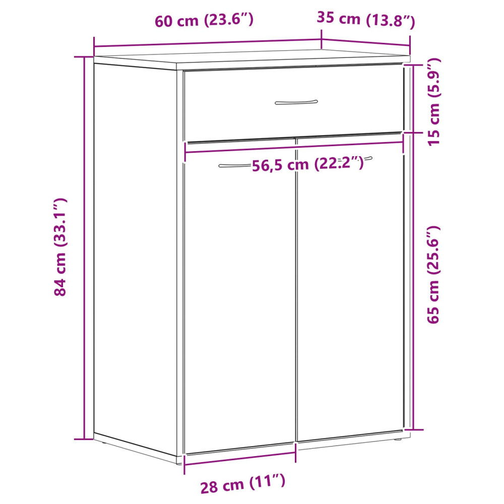 Produktbild för Skoställ med låda Svart Ek 60 x 35 x 84 cm Konstruerat trä