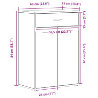 Produktbild för Skoställ med låda Svart Ek 60 x 35 x 84 cm Konstruerat trä