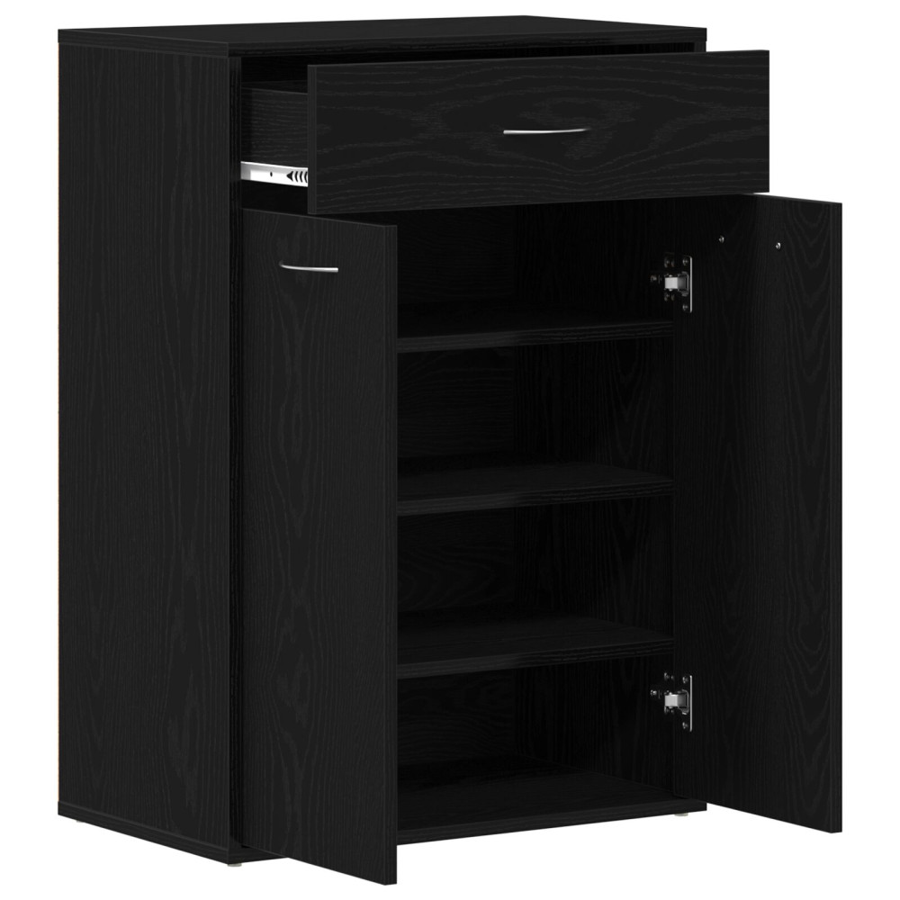 Produktbild för Skoställ med låda Svart Ek 60 x 35 x 84 cm Konstruerat trä