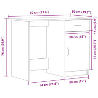 Produktbild för Skrivbord med låda Svart Ek 100 x 50 x 76 cm Konstruerat trä