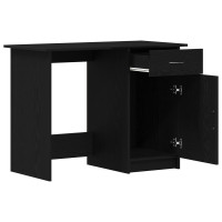 Produktbild för Skrivbord med låda Svart Ek 100 x 50 x 76 cm Konstruerat trä