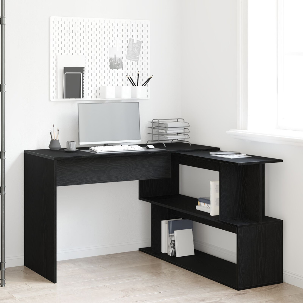 Produktbild för Skrivbord Svart Ek 200 x 50 x 76 cm Konstruerat trä
