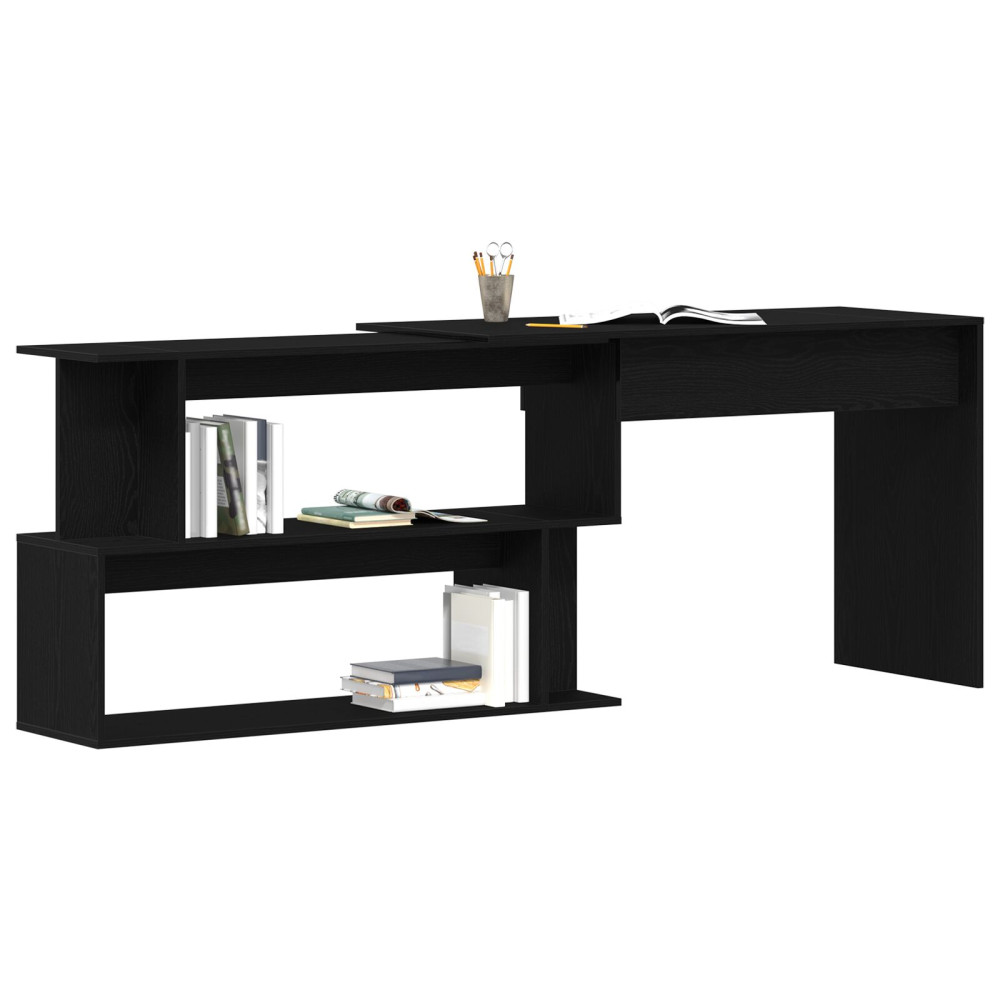 Produktbild för Skrivbord Svart Ek 200 x 50 x 76 cm Konstruerat trä