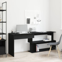 Produktbild för Skrivbord Svart Ek 200 x 50 x 76 cm Konstruerat trä