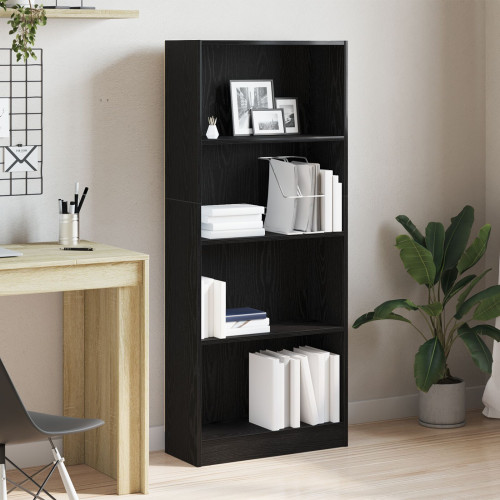 vidaXL Hyllsystem Svart Ek 60 x 24 x 143 cm Konstruerat trä