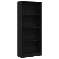 Produktbild för Hyllsystem Svart Ek 60 x 24 x 143 cm Konstruerat trä