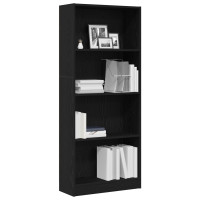 Produktbild för Hyllsystem Svart Ek 60 x 24 x 143 cm Konstruerat trä