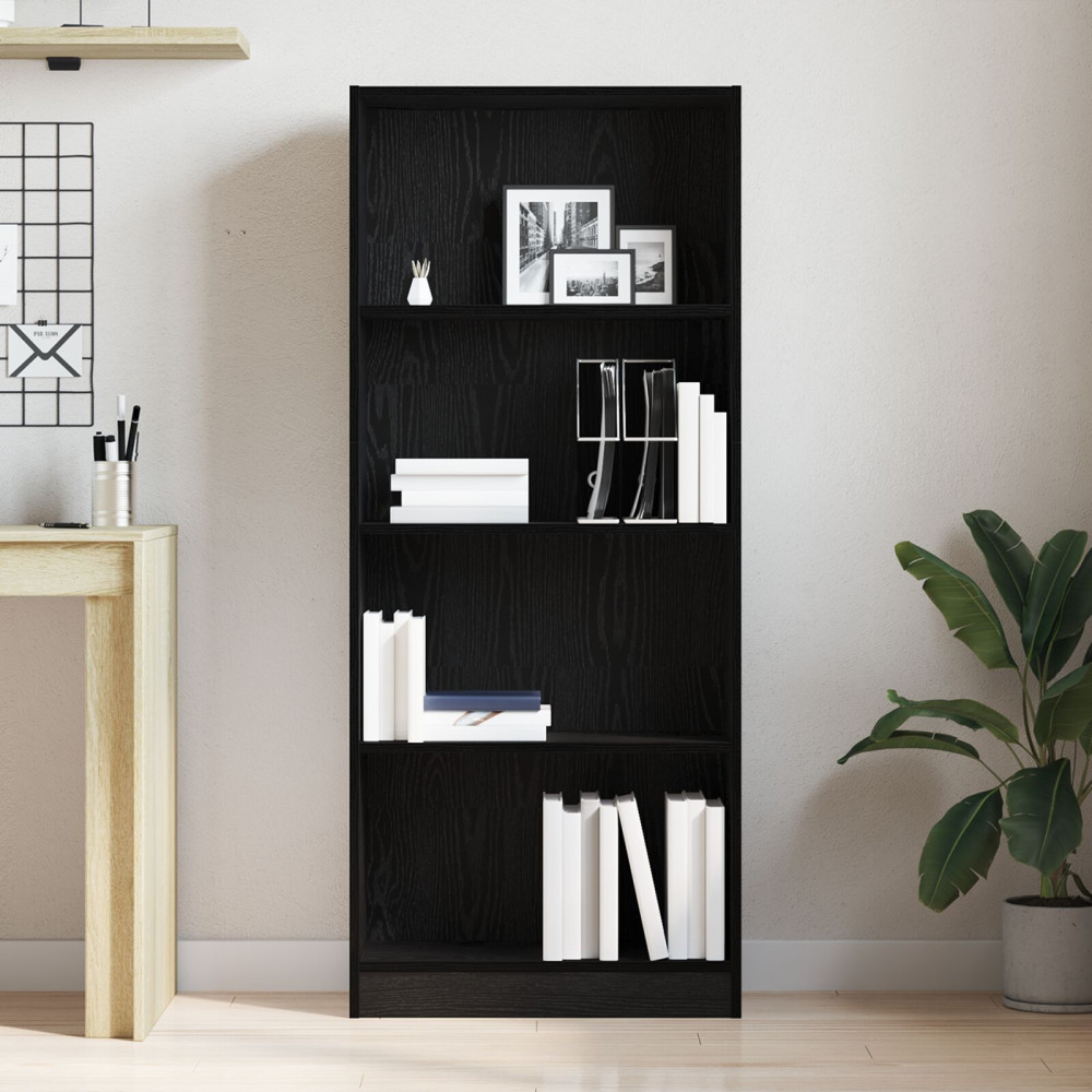 Produktbild för Hyllsystem Svart Ek 60 x 24 x 143 cm Konstruerat trä