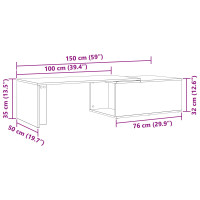 Produktbild för Kaffeebord Svart Ek 150 x 50 x 35 cm Konstruerat trä