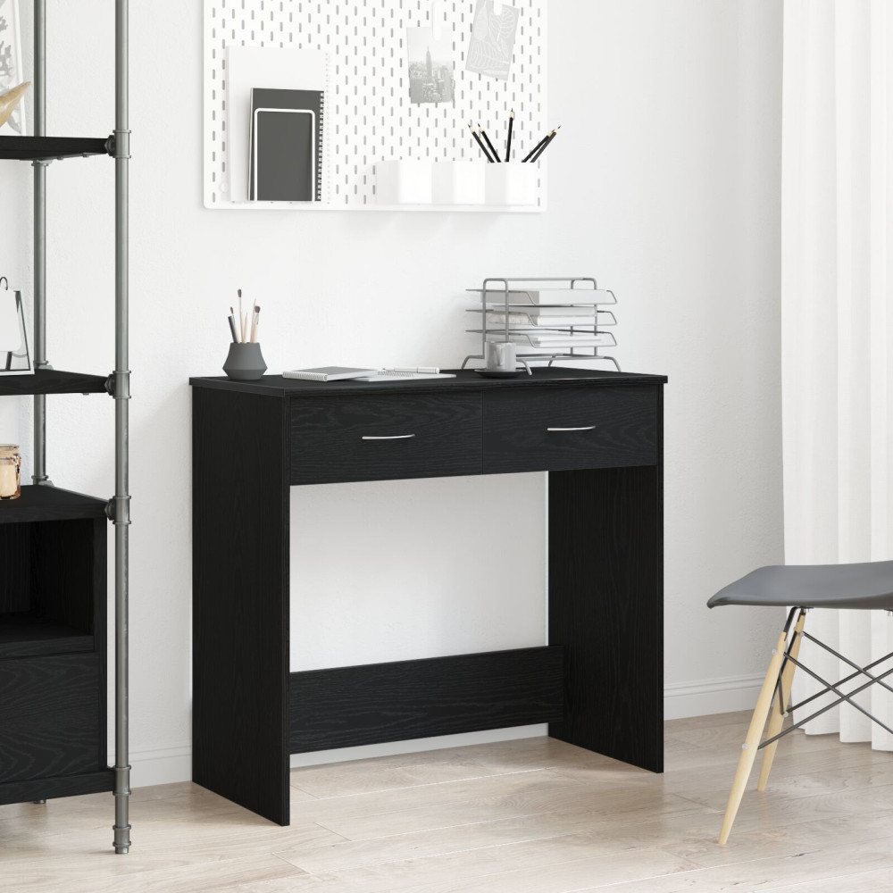 Produktbild för Skrivbord med låda Svart Ek 80 x 40 x 75 cm Konstruerat trä