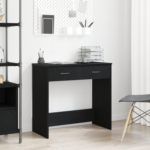 vidaXL Skrivbord med låda Svart Ek 80 x 40 x 75 cm Konstruerat trä