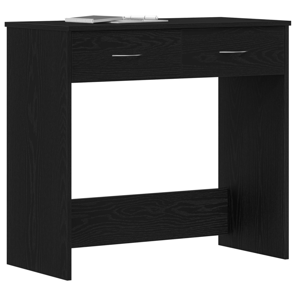 Produktbild för Skrivbord med låda Svart Ek 80 x 40 x 75 cm Konstruerat trä