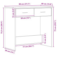 Produktbild för Skrivbord med låda Svart Ek 80 x 40 x 75 cm Konstruerat trä
