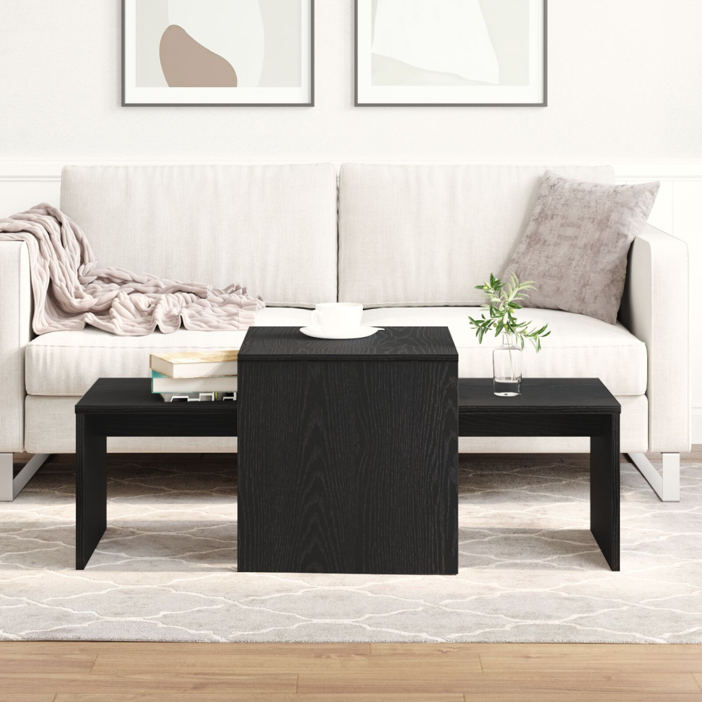 Produktbild för Satsbord Svart Ek 100 x 48 x 40 cm Konstruerat trä