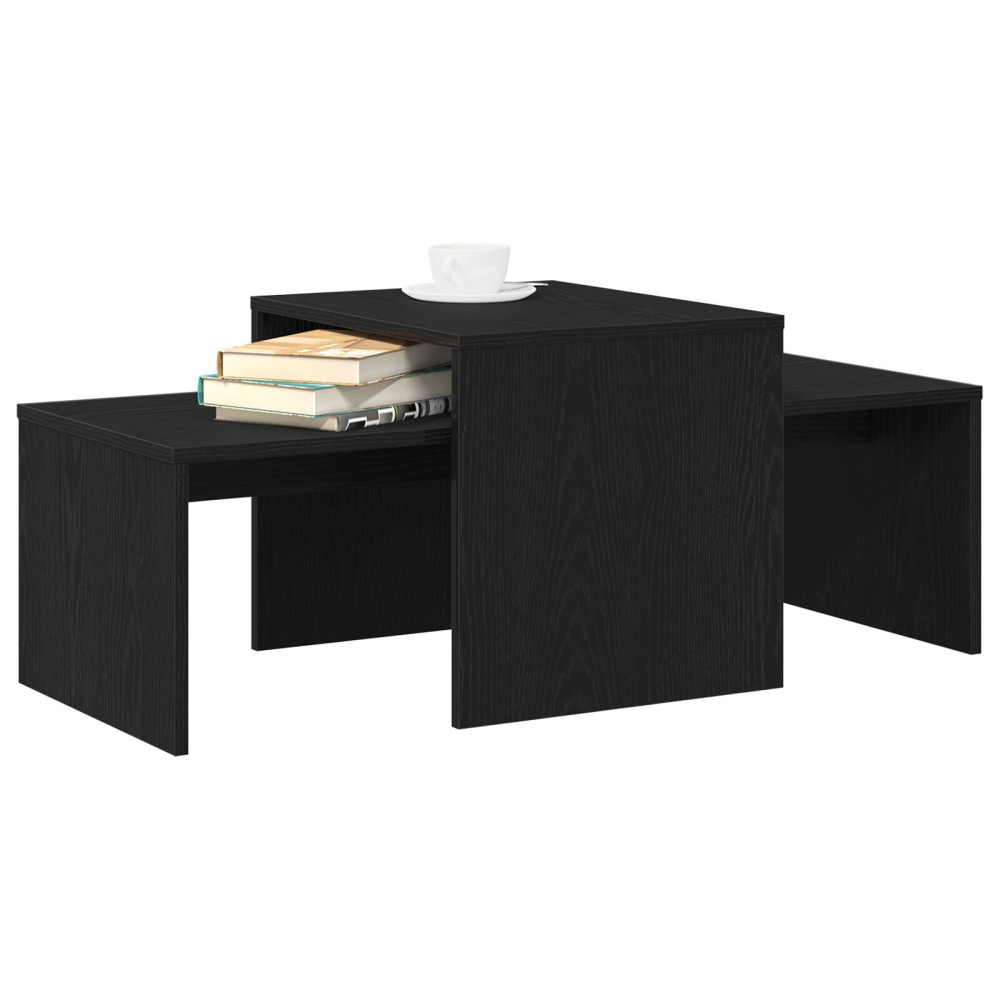 Produktbild för Satsbord Svart Ek 100 x 48 x 40 cm Konstruerat trä