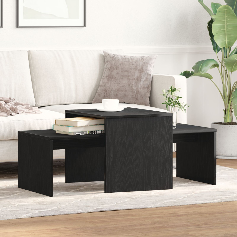 Produktbild för Satsbord Svart Ek 100 x 48 x 40 cm Konstruerat trä