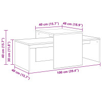 Produktbild för Satsbord Svart Ek 100 x 48 x 40 cm Konstruerat trä