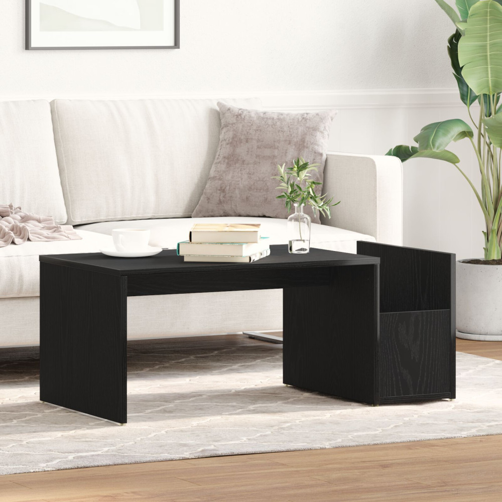Produktbild för Kaffeebord Svart Ek 90 x 45 x 35 cm Konstruerat trä