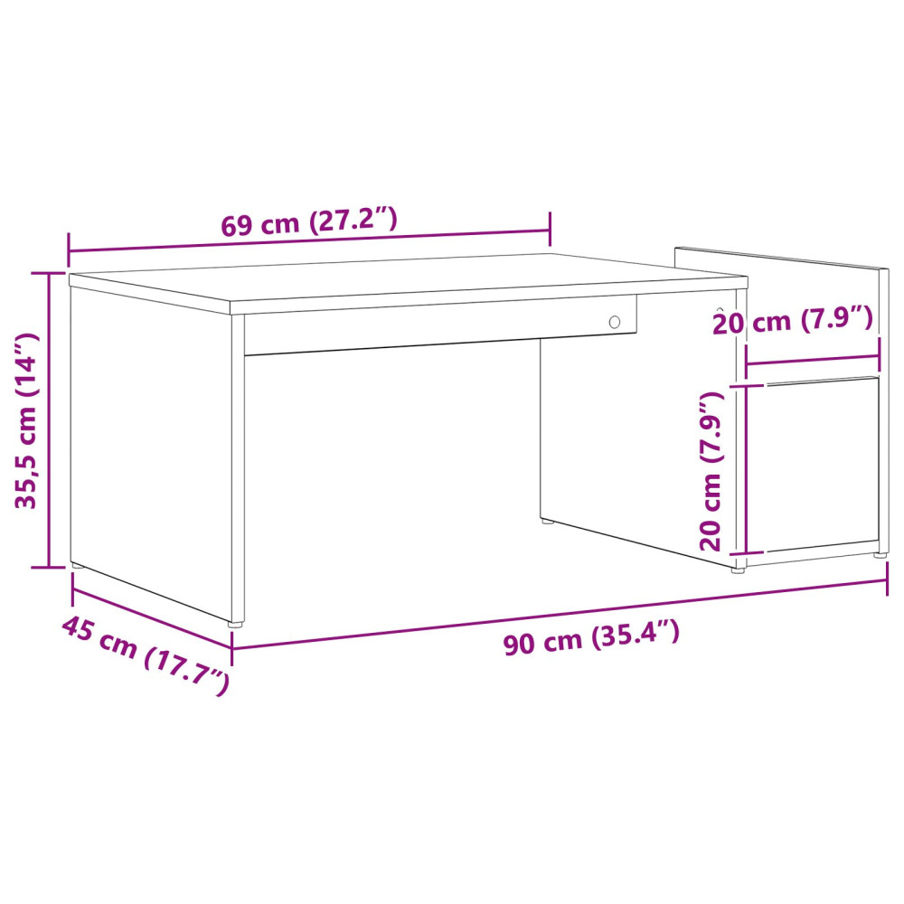 Produktbild för Kaffeebord Svart Ek 90 x 45 x 35 cm Konstruerat trä