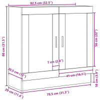 Produktbild för Bokskåp Svart Ek 82,5 x 30,5 x 80 cm Konstruerat trä